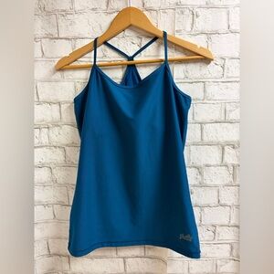 Glow Teal Blue Strappy Racerback Tank